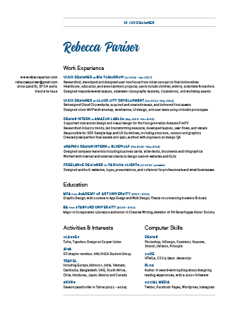 Rebecca Pariser resume